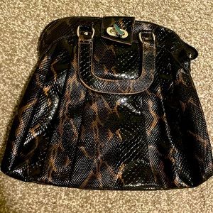 Faux Snake Skin handbag - Black/Tan